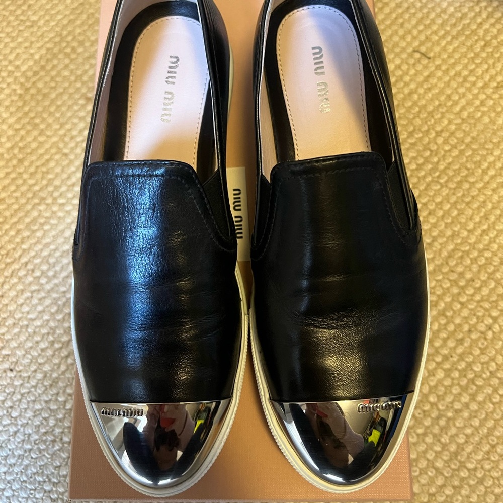 Miu Miu Calzature Donna Nero size 37.5 point cap toe platform sneakers